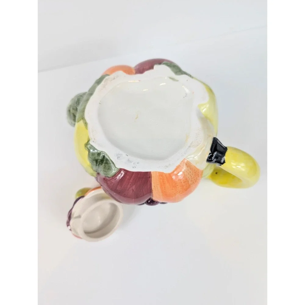 Fruit Cornacopia Tea Pot With Lemon Lid  Hand‎ & Banana Pot Handle Vintage